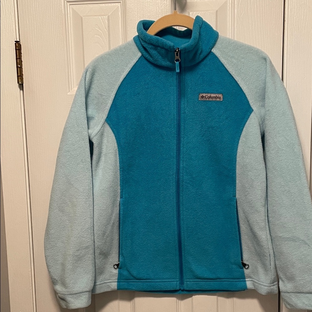 Columbia Kids Two-Tone Blue Fleece Jacket for girls size large nice condition